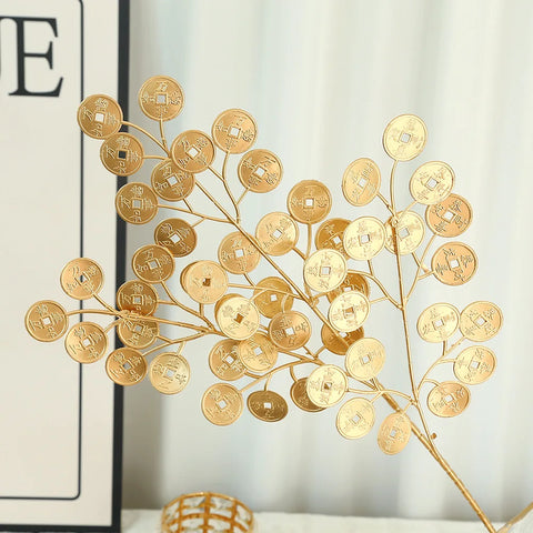 Golden Eucalyptus Ginkgo Gold Leaf Simulation Flower Hug Bucket Festive Christmas Wedding Graduation Decoration