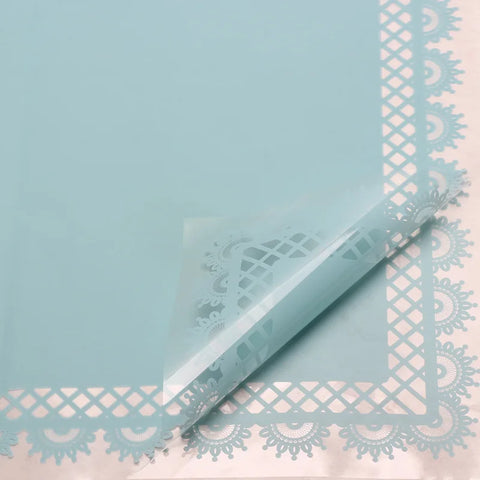 Glass Paper with Petal Lace Design Transparent Plastic Waterproof Flower Paper Single Side Coating Flower Wrapping Paper