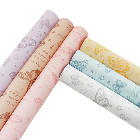 Waterproof Retro Butterfly Floral Arrangement New Single-Sided Coated Plastic BOPP Flower Packaging Paper Material