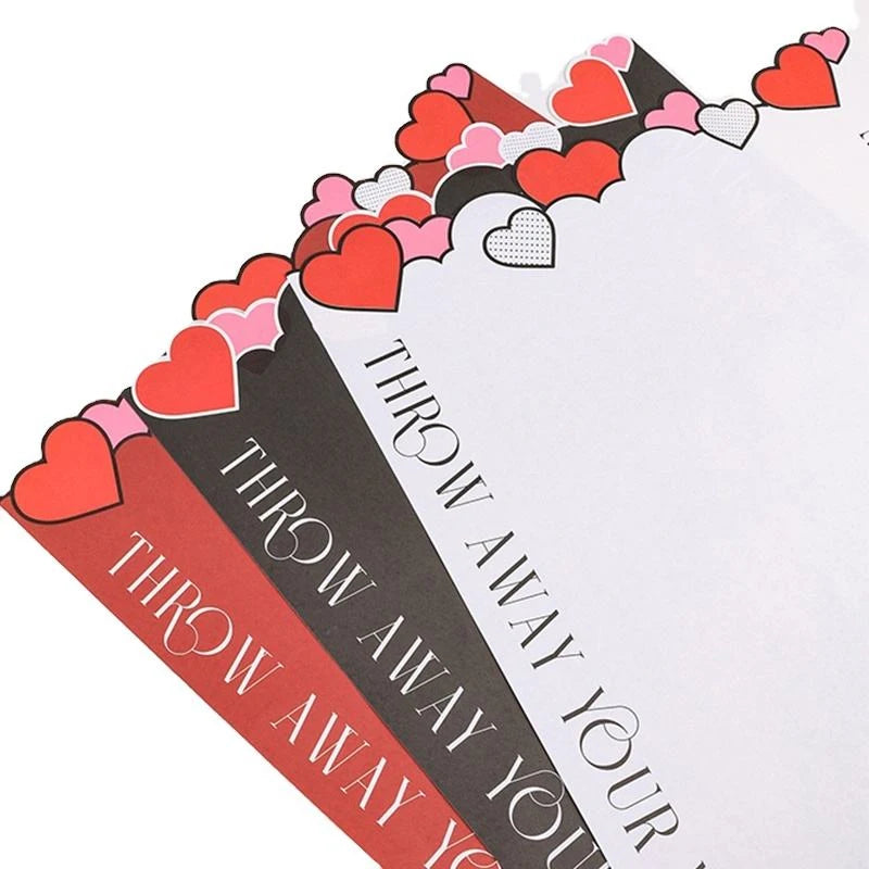 Heart-shaped Flower Wrapping Paper Double-sided PE Coating Antistatic for Valentine's Day Art Paper Packaging รูปสินค้าหลัก