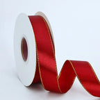 High Quality Polyester Satin Ribbon Gold Edge Floral Design for Wedding Birthday Flower Cake Gift Packaging Christmas