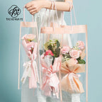 Internet Celebrity Transparent Flower Bag PE Coating Mother's Day Bouquet Tote Flower Shop Supply Perfect Accompanying Gift Bag