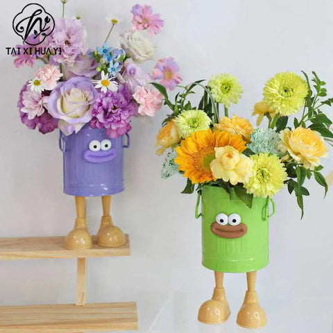 Teacher's Day DIY Bouquet Making Kit-Premium Plastic Flower Bucket Funny Pen Holder with High-Grade Wrapping Materials