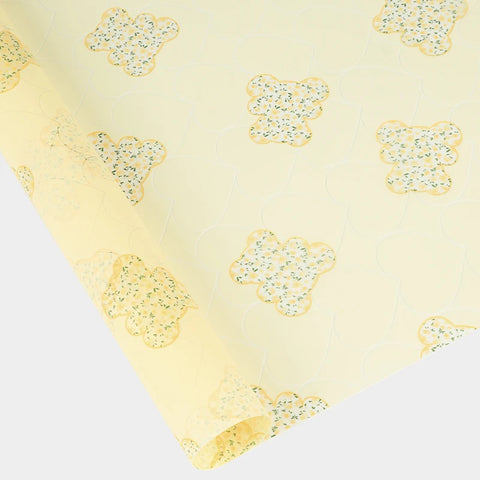 Korean Rose Flower Packaging Bear Print Soft Semi-Transparent Stretch Film for Garden Bear Cartoon Florist Supplies Gift Wrap