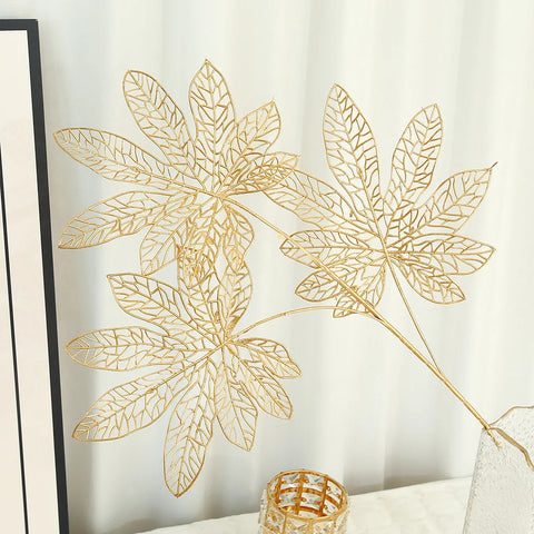 Golden Eucalyptus Ginkgo Gold Leaf Simulation Flower Hug Bucket Festive Christmas Wedding Graduation Decoration