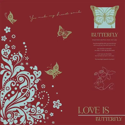 Waterproof Gift Bouquet Packaging Paper Nosha Paper with Single-sided Coating Butterfly Print Design
