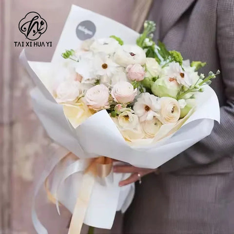 Monochrome Korean Style First Love Eco-Friendly Waterproof Flower Wrapping Paper Thickened Single Side for Flower Packaging
