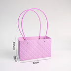 Macaron-Colored Rectangular Tote Single-Sided PE Coating Waterproof Diamond Embossed Flower Craft Paper Packaging Box