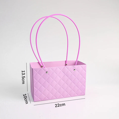 Macaron-Colored Rectangular Tote Single-Sided PE Coating Waterproof Diamond Embossed Flower Craft Paper Packaging Box