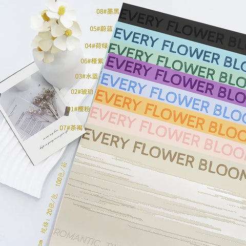 Custom Factory-Designed Sunset Floral Bouquet Wrapping Paper Single-Sided Coated Waterproof Letter Print Packaging Paper