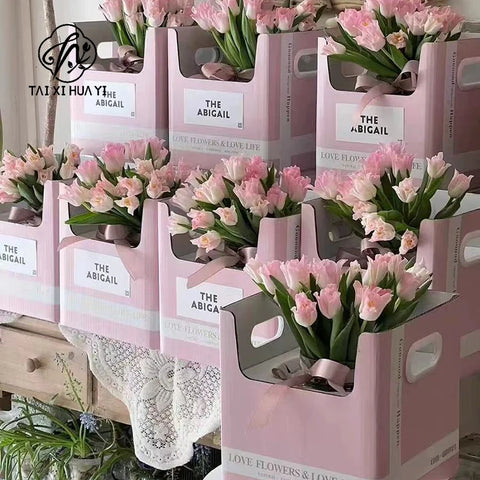 Unique Square Folded Flower Gift Box Bonsai Pot Holder for Flower Shop Paper Wrap Material