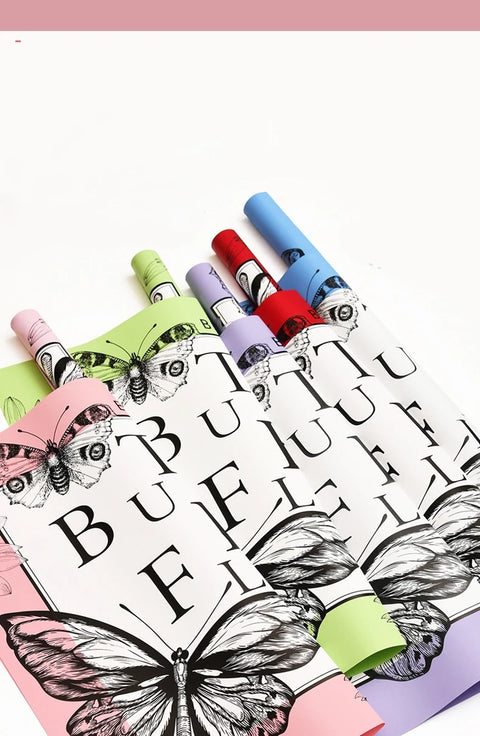 Direct Manufacturer's Coated Butterfly Flower Wrapping Paper for Florists Plastic Floral Wrapping Paper