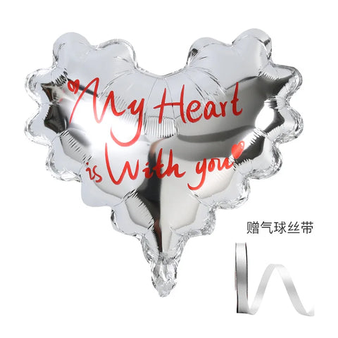 Waterproof Heart-Shaped Balloon for Valentine's Day Wave Floral Resin Paper Packaging Bouquet for Flowers