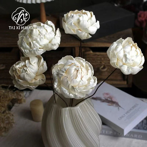 Tongcao Large Dried Peony Flower Home Decoration Preserved Artificial Red Flower Ball Arrangement Centerpieces Bunches