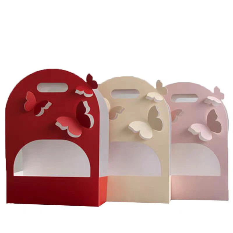 Valentine's Day Gift Bow Knot Flower Box Kraft Paper Folding Design for Flower Shop and Personal Gift Packaging Main image