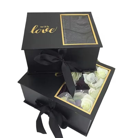 Custom Premium Elegant Luxury Flower Bouquet Box for Valentine's Day Candle Set Mini Perfume Gift Box for Love Gifts