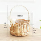 Handmade Natural Rattan Hanging Storage Satchel Woven Flower Basket Artificial Flowers Gift Arrangements Home Decor Clothing