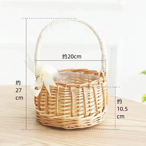 Handmade Natural Rattan Hanging Storage Satchel Woven Flower Basket Artificial Flowers Gift Arrangements Home Decor Clothing