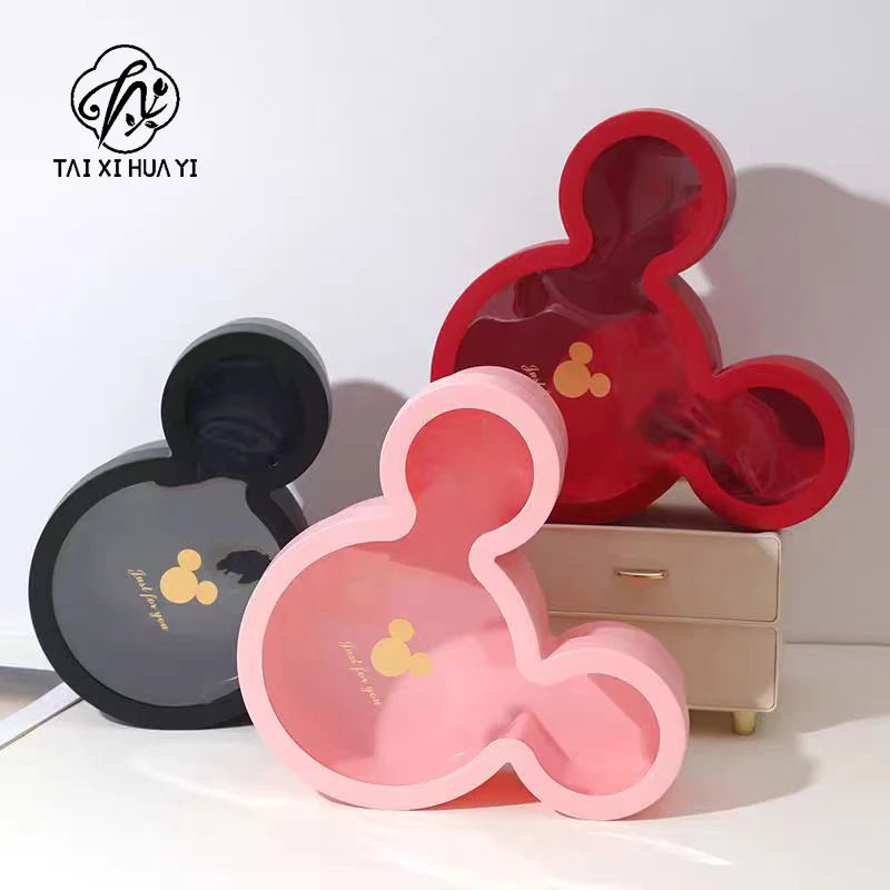Mickey Shape Floral Cardboard Gift Packaging Rose Boxes for Presenting Flowers or Small Items Premium Paper Boxes