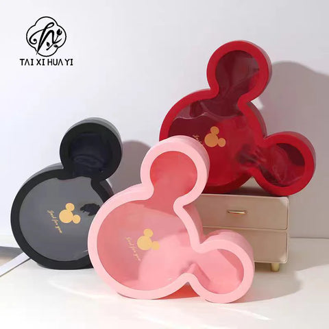 Mickey Shape Floral Cardboard Gift Packaging Rose Boxes for Presenting Flowers or Small Items Premium Paper Boxes