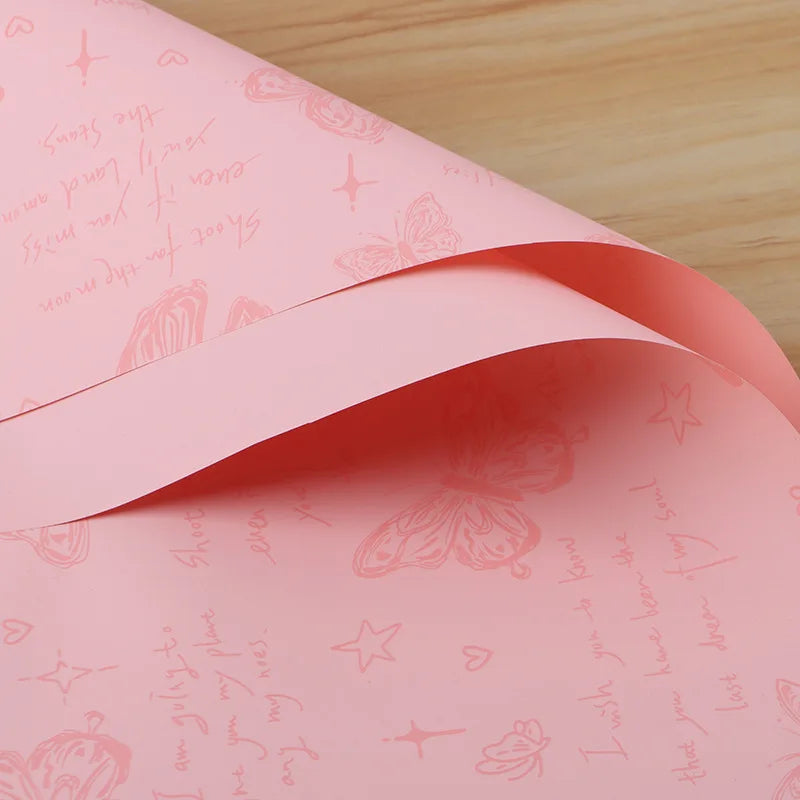 Waterproof Retro Butterfly Floral Arrangement New Single-Sided Coated Plastic BOPP Flower Packaging Paper Material