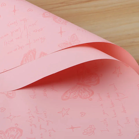 Waterproof Retro Butterfly Floral Arrangement New Single-Sided Coated Plastic BOPP Flower Packaging Paper Material
