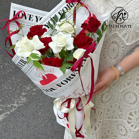 Valentine's Day Angel Love Bouquet Virgin Waterproof Wrapping Paper for Rose Flowers Packaging Supplies