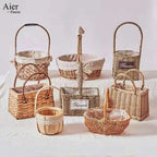 Aierflorist Handmade Eco-Friendly Multifunction Straw Seagrass Rustic Wedding Favor Party Decoration Rope Woven Basket Storage