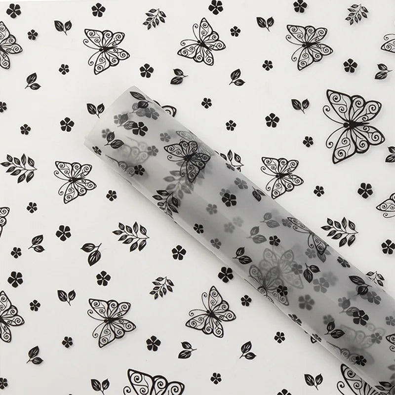 Butterfly Printed Flower Wrapping Paper PE Coated Art Paper Waterproof 57*57cm Custom Birthday Wedding Gift Wrapping