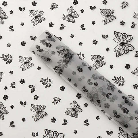 Butterfly Printed Flower Wrapping Paper PE Coated Art Paper Waterproof 57*57cm Custom Birthday Wedding Gift Wrapping