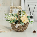 Handwoven Eco-friendly Peony Eucalyptus Flower Basket Small Bonsai Storage Ornament Home Decorative Craft