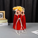 Hand-made Hexagonal Hug Flower Bag Rose Bouquet Recycled Kraft Paper Waterproof Luxury Square Shape Cotton Rope Offset Printing