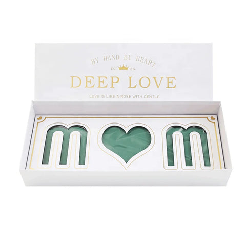 Mother's Day High-end Coated Paper Heart-shaped Gift Box with Sweet Words From Mom Floral Craft Flower Arrangement Rigid Box