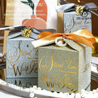 Custom Logo Gold Wedding Ribbon Favors Square Shape Recyclable Paperboard Folders for Guests