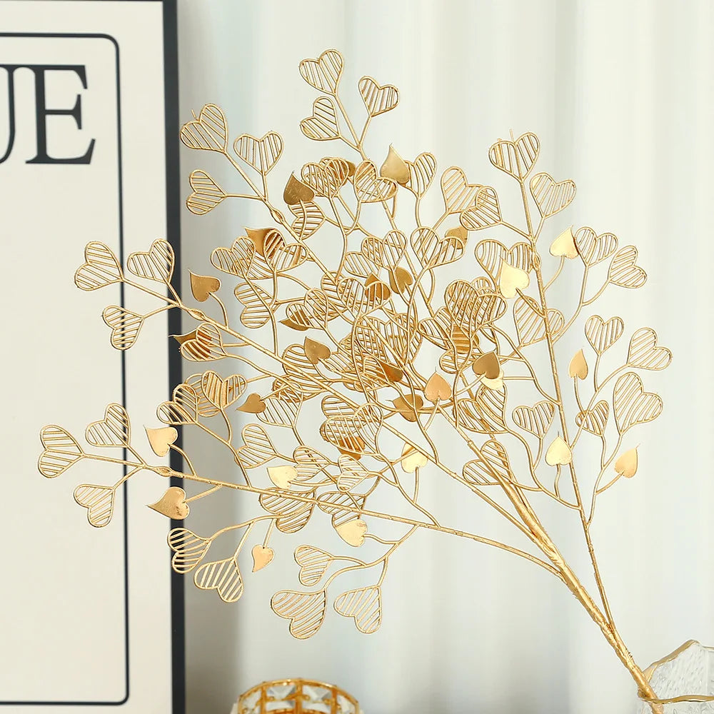 Golden Eucalyptus Ginkgo Gold Leaf Simulation Flower Hug Bucket Festive Christmas Wedding Graduation Decoration