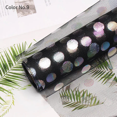 Colorful Wave Dot Flower Arrangement Packaging Mesh Single Side Coated Flower Yarn for Bouquet Packaging