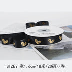Gold Foil Heart Satin Ribbon Roll DIY Polyester Valentine's Day Christmas Gift Decoration Baking Flower Packaging