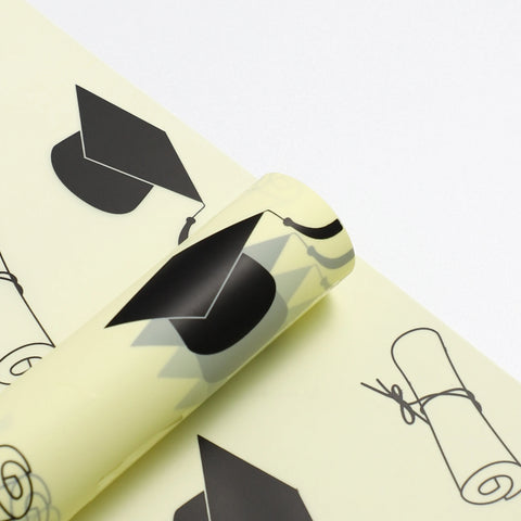 Premium Quality Floral Bouquet Wrapping Paper Graduation Hat Printed Specialty PE Coated Gravure Printing Compatible