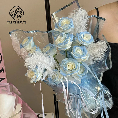 Gold Fluorescent Jelly Film Flower Bouquet Packaging Paper Waterproof with Single Side Coating