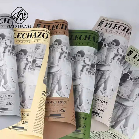 Modern Girl Weekly Series English Newspaper Gift Pack New Fashion Flower Packaging Paper with Single Side Coating