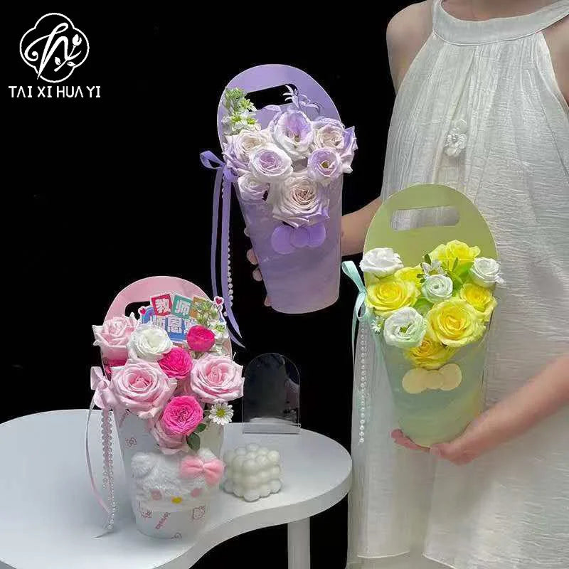 New Flowery Brand Recyclable Oil-Painted Handheld Ice Cream Shaped Stamping Paperboard Liner Customizable Gift Craft Box