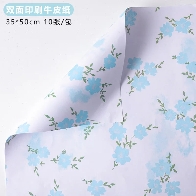 Internet Famous Art Paper Flower Bundle Packaging Single-Sided Coated Fresh Spring Broken Flowers Paper