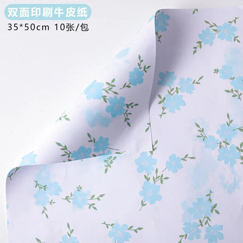 Internet Famous Art Paper Flower Bundle Packaging Single-Sided Coated Fresh Spring Broken Flowers Paper