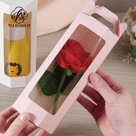 Portable Folding Flower Gift Box Window Display Simple Octagonal Transparent Packaging Eco-Friendly Recycled Materials Gift