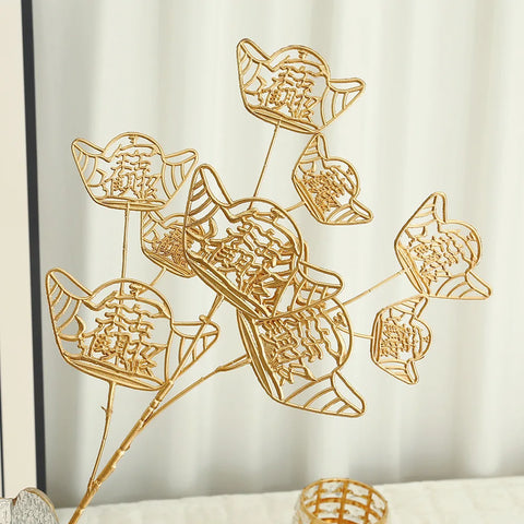 Golden Eucalyptus Ginkgo Gold Leaf Simulation Flower Hug Bucket Festive Christmas Wedding Graduation Decoration