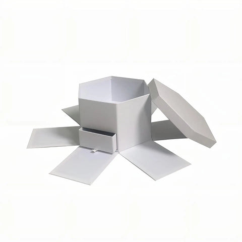 Double Layer Hexagon Flower Gift Box Cardboard Recycled Materials Embossing Printing Rigid Box Recyclable