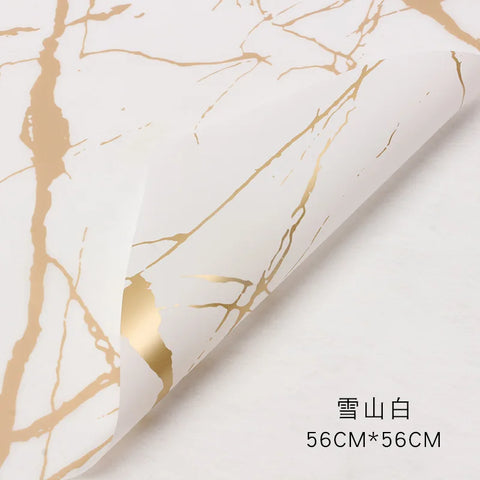 Golden Marble Patterned Flower Packaging Paper Single-Sided Matte Coated Bouquet Packaging