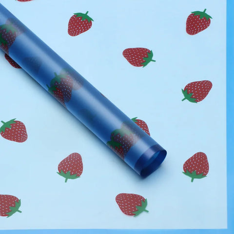 Strawberry Print Korean Su Coated Paper Flower Wrapping Paper DIY Floral Materials for Gift Bouquets