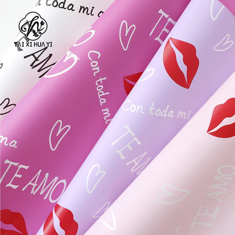 Valentine's Day Red Flower Wrapping Paper Single Side Coated Water-proof Eco-friendly Recyclable