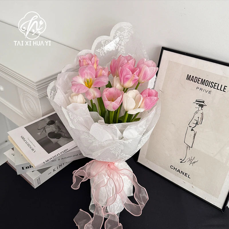 Elegant Floral Lace Single-Sided PE Coating Glassine Paper Flower Wrapping Antistatic Eco-Friendly Recyclable Screen Printing